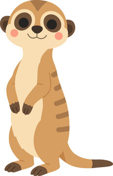 Cute Standing Meerkat Flat Vector Illustration