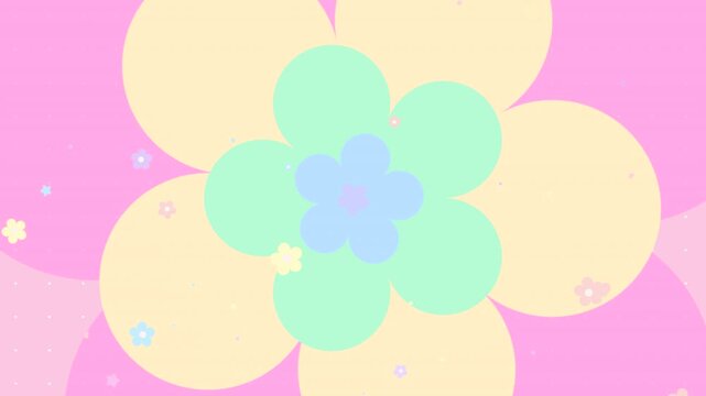 Pastel rainbow flower pattern motion graphics. (loop)