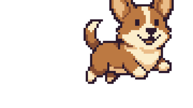A cute pixel art illustration of a small brown dog