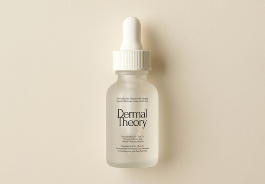 Minimal Skincare Dropper Bottle Mockup PSD On Beige Background