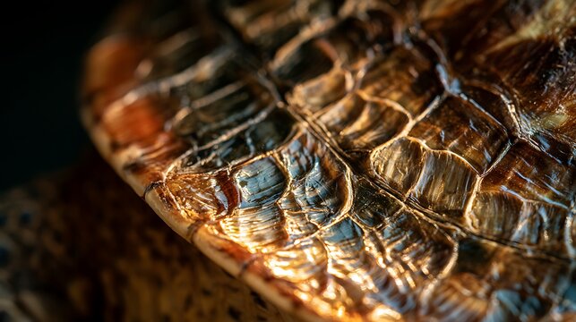 Extreme close up of a turtle shell texture.