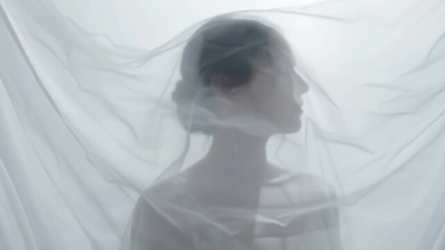 High resolution stock video footage of silhouette behind fabric 1080p showing abstract micro structural details and textures with professional motion details