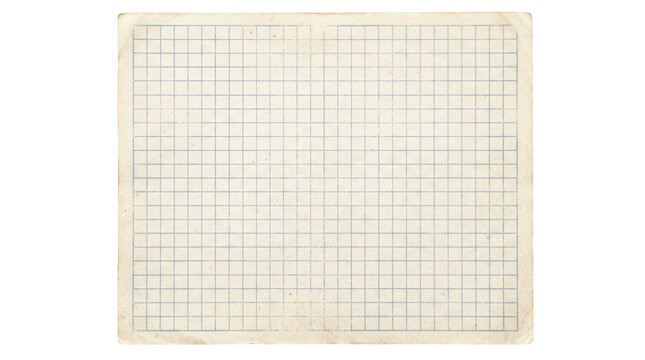 Old vintage graph paper sheet isolated on transparent background