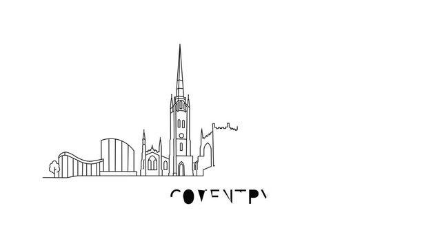 Simple line drawing of Coventry skyline