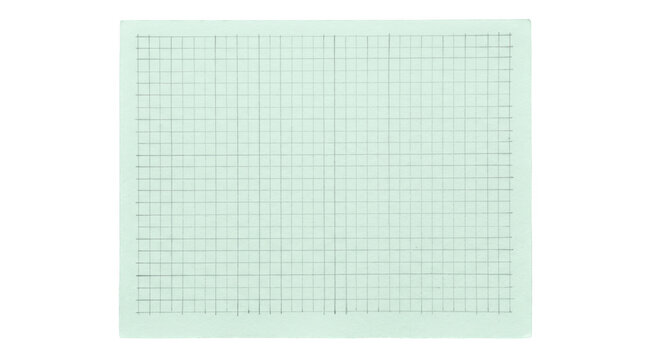 Handdrawn grid on light green paper isolated on transparent background