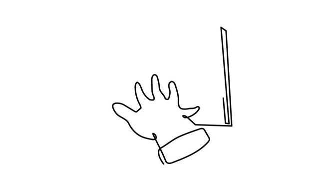 Human hand hand turns the pages open book one line art animation, continuous line drawing reading education library motion, knowledge learning literature education 4k self-drawing video