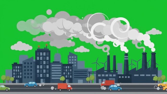 Urban Smog Vector with smooth motion on green screen