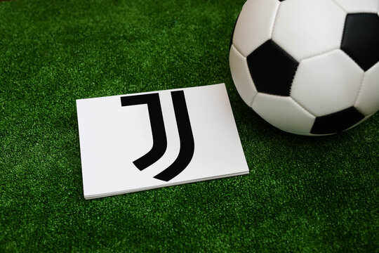 A football on the grass and the Juventus Football Club logo. September 30, 2026.
