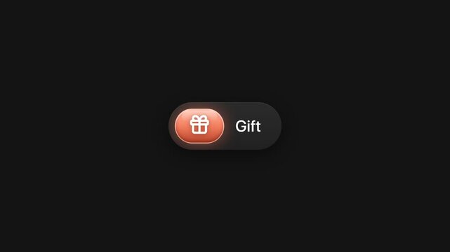 Animated Gift button with glowing orange gift box icon UI motion graphic
