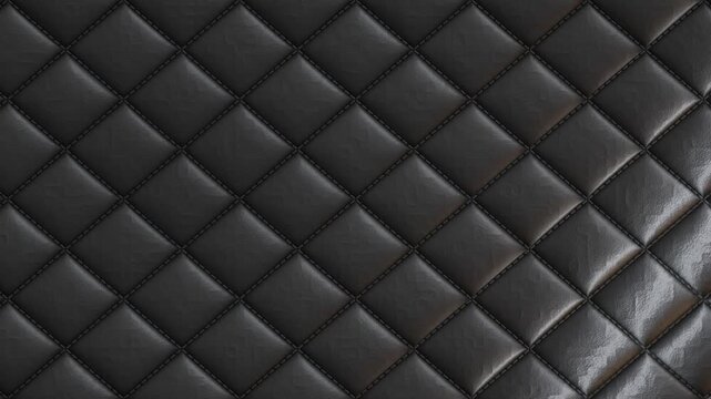 Black Quilted Leather Diamond Stitch with Gliding Light Seamless Loop
