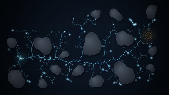 Robot Path Planning Tree Growing Across Obstacle Map Animation