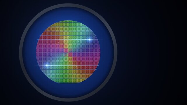 Silicon Wafer Dicing Saw Cutting Chips Apart Animation