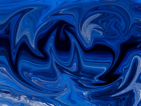 Blue creative abstract hand painted background, fluid art, marble texture