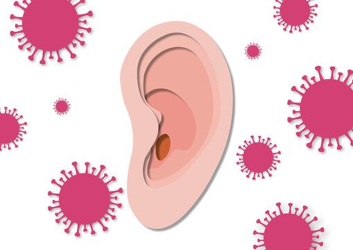Coronavirus and tinnitus, conceptual illustration