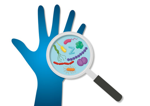 Hand bacteria, conceptual illustration