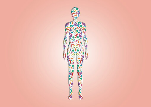 Human microbiota, conceptual illustration