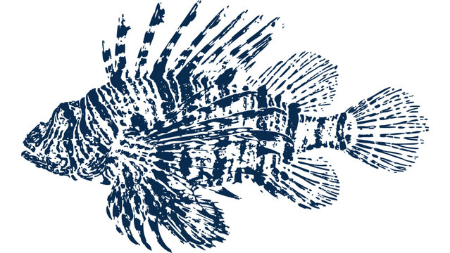 Lionfish Gyotaku fishing ink print 000