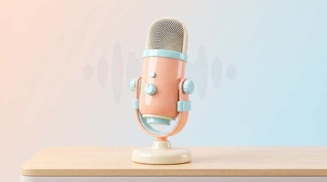 Pastel studio microphone for podcasting and content creation on a