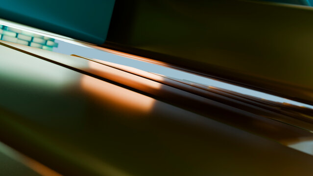 Abstract gold shiny reflective metallic strips illustration