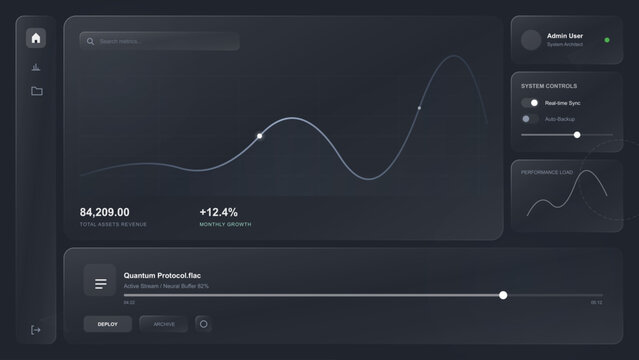 Dark UI Analytics Dashboard Vector Panel Interface Layout for Crypto Web Application