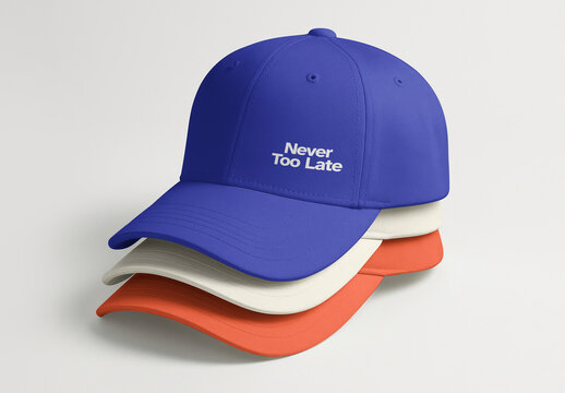Stacked Baseball Caps&nbsp;Mockup PSD