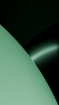 Abstract digital illustration of smooth curved green and black shapes
