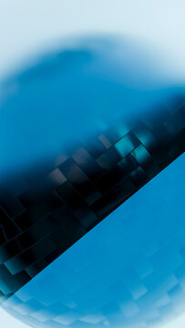 Abstract blue sphere with geometric tile pattern and gradient lighting