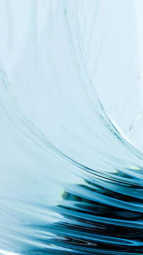Abstract blue fluid wave with flowing translucent design