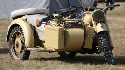 Fototapeta premium Yorkshire Wartime event at Doncaster, UK. England Twentieth century war equipment and vehicles specialising on world war two.