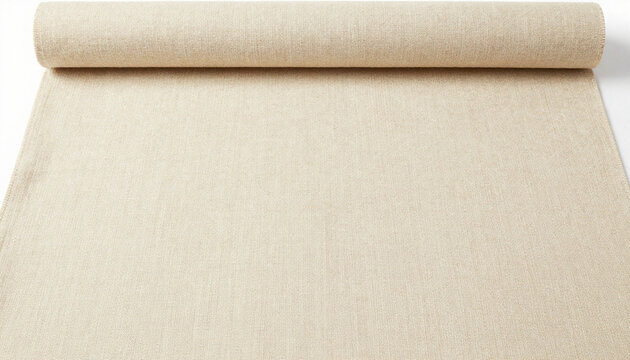 Natural hemp fabric with one loosely rolled edge