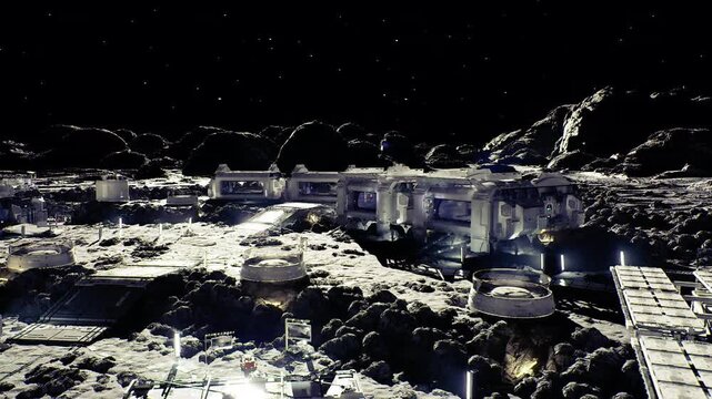 communications mast and relay domes linking base to orbit, cabling and dishes oriented skyward, interface units and signal lights suggest active data exchange