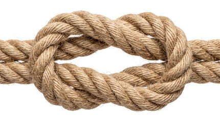 Close up of a secure knot in a thick natural fiber rope © Rifat