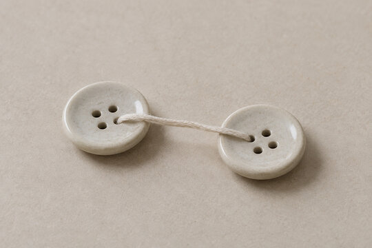 Two plain ceramic buttons joined by one short thread