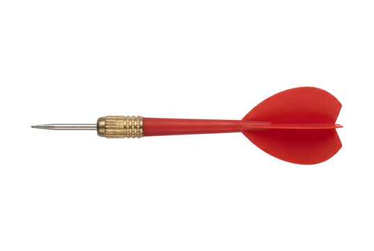 Single red dart with brass barrel and sharp tip