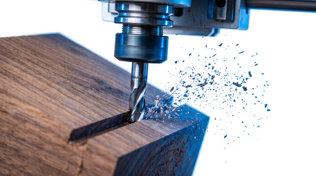 Automated CNC Router Milling Machine Cutting Wood Block
