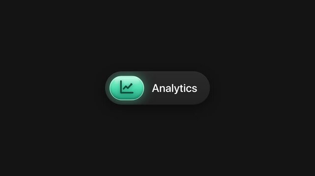 Animated Analytics button with glowing green icon UI motion graphic