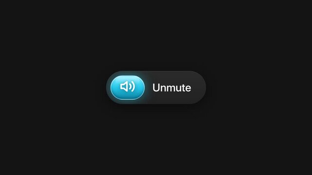 Animated unmute button with glowing blue speaker icon user interface motion graphic for web video
