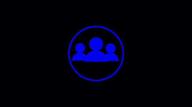 User refresh sync icon set, account update symbol in glowing circle on black background