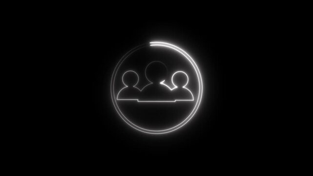 User refresh sync icon set, account update symbol in glowing circle on black background