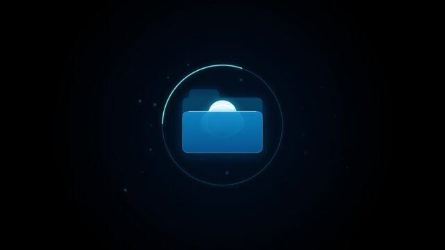 Minimal cloud folder sync animation loop for digital data interface