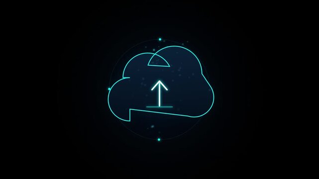 Cloud computing upload icon animation with seamless looping motion