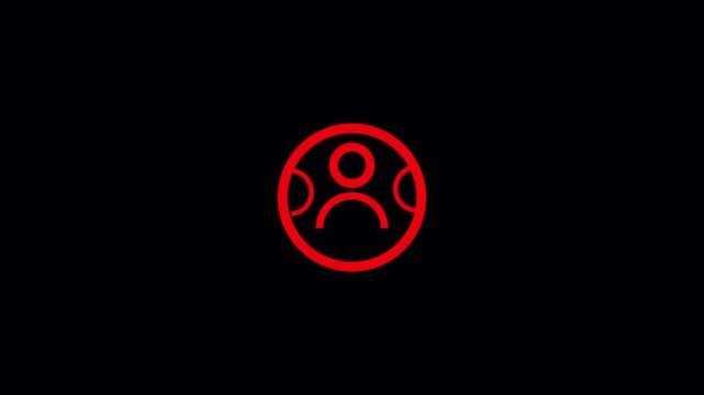 User refresh sync icon set, account update symbol in glowing circle on black background