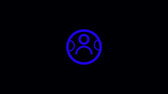 User refresh sync icon set, account update symbol in glowing circle on black background