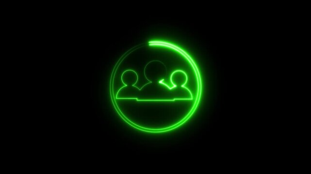 User refresh sync icon set, account update symbol in glowing circle on black background
