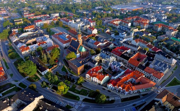 Aerial View of historic town in Radom, Poland