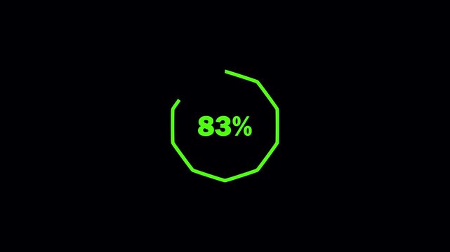 Percentage progress circle icon set, 83 percent loading indicator