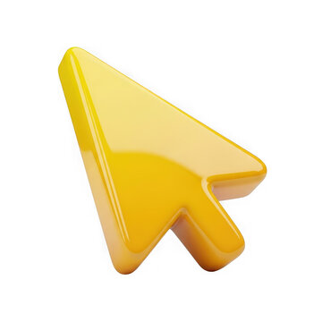 Yellow computer mouse cursor icon in 3d style