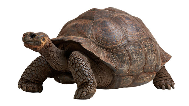Large Galapagos giant tortoise with textured brown shell and scaly skin