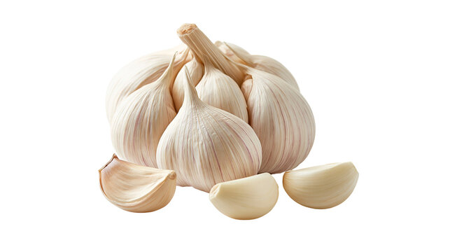 Fresh whole garlic bulb with separated cloves
