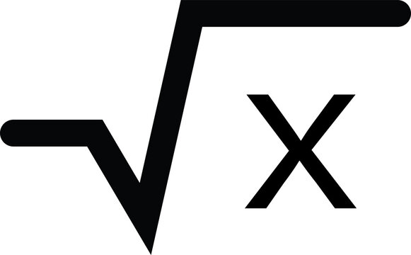 Black mathematical square root symbol with the variable x mathematics variable equation calculation education learning algebraic minimalist silhouette isolated